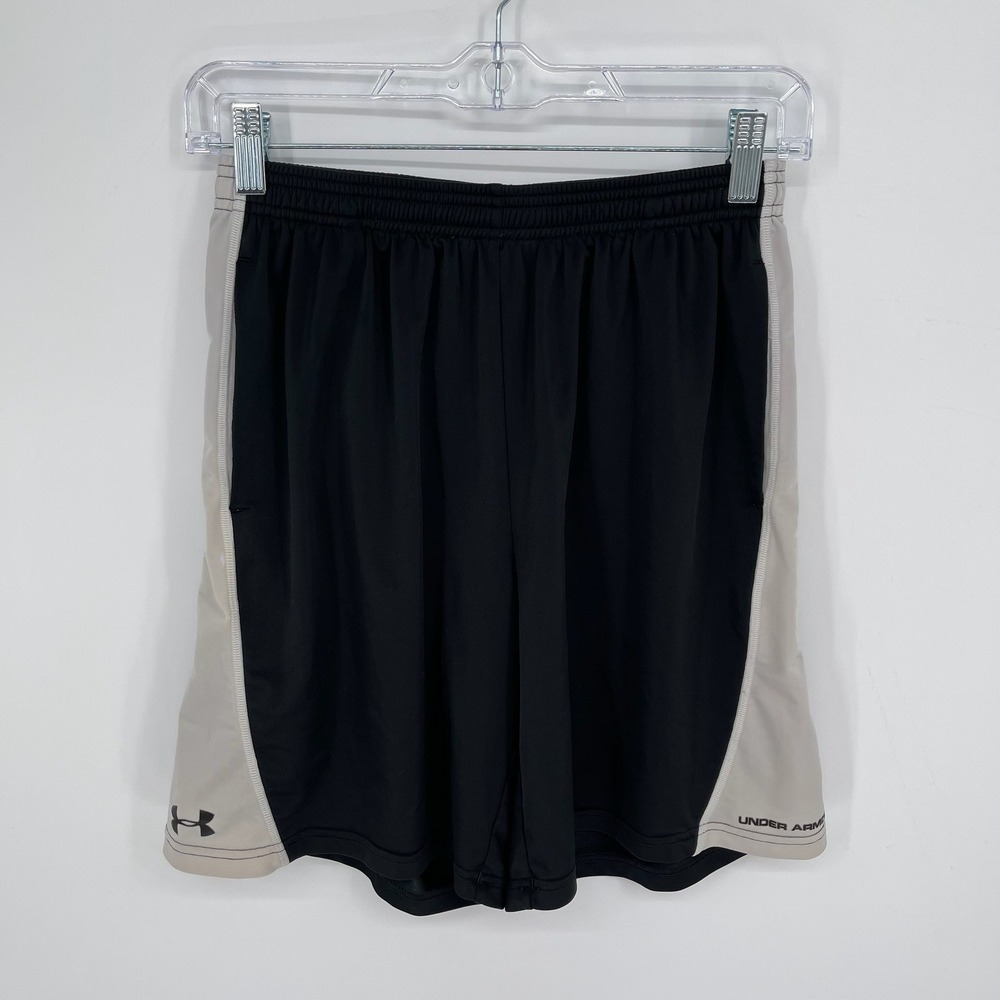 Under Armour Youth Boys Black Gray Athletic Basketball Training‎ Shorts Size YLG